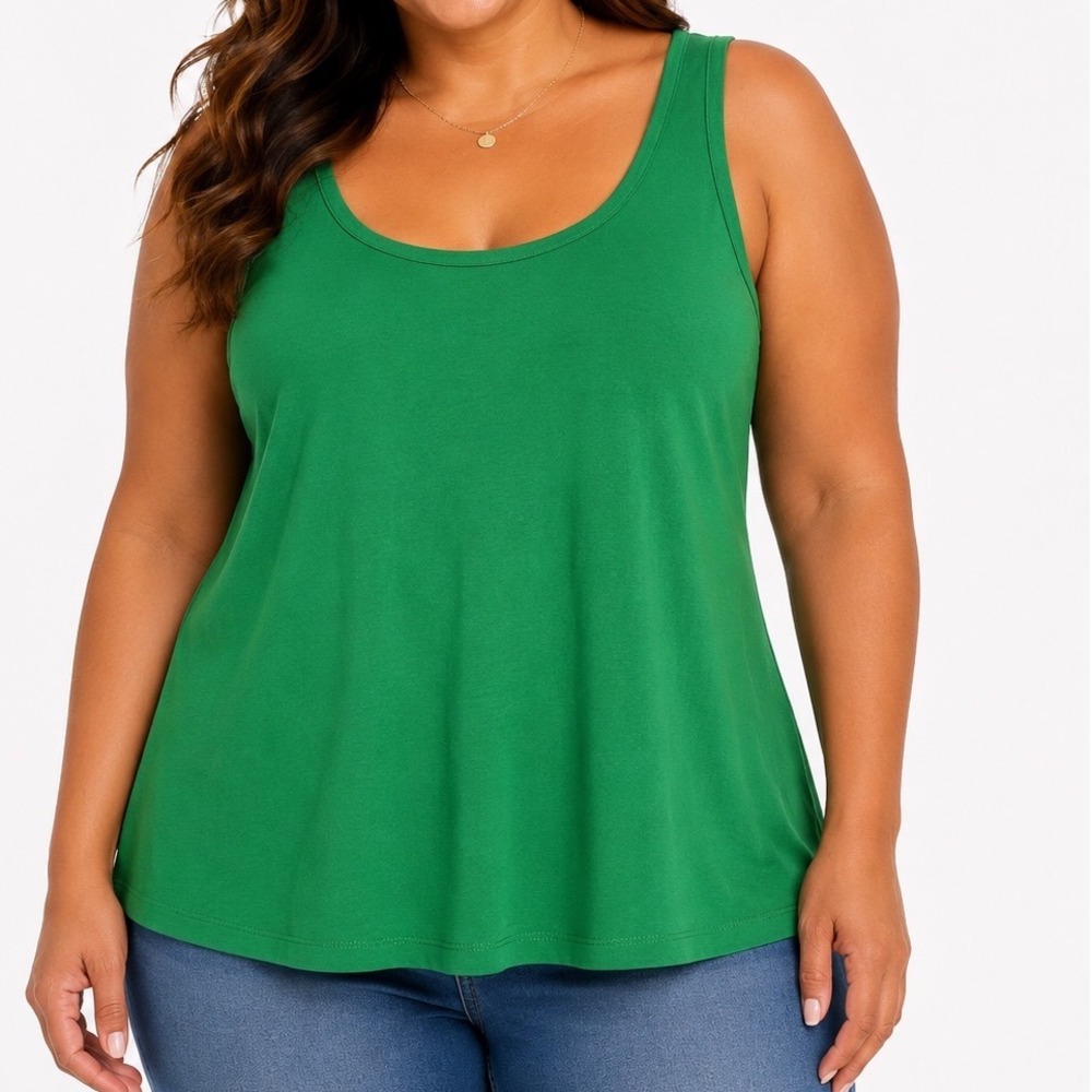 Ava & Viv Womens Plus Size 2X Kelly Green Scoop Neck Sleeveless Tank Top